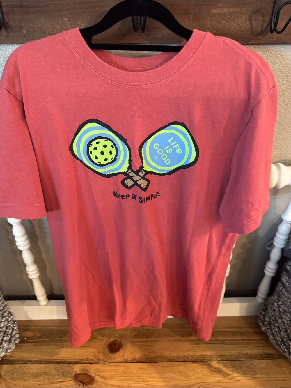 Life Is Good Coral Short-Sleeve Tee with Paddle Graphic NWT